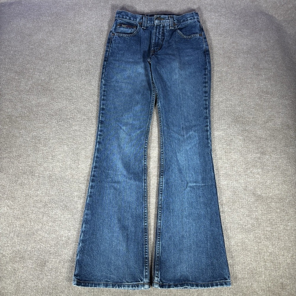 Vintage LEI Jeans Womens 26x31 Flared Mid Rise Dark Blue Denim Boot Cut Y2K